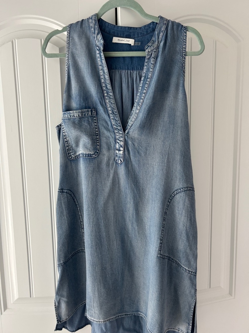 Mustard Seed Light Blue Sleeveless Denim Midi Dress